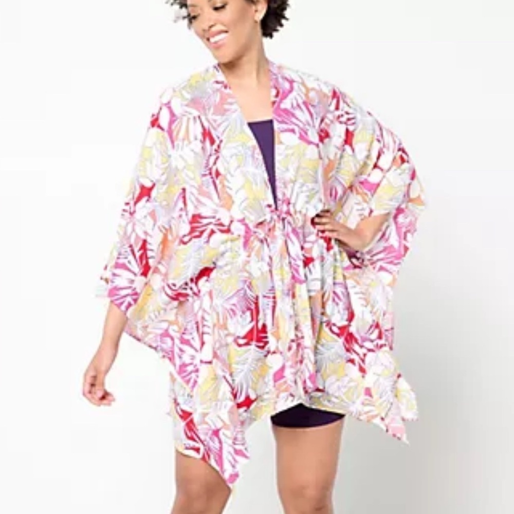 Lands’ End Palm Foliage Print Bathing Suit Cover-Up - One Size